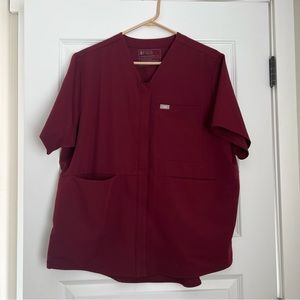 NWOT Figs Burgundy Masaya Scrub Top